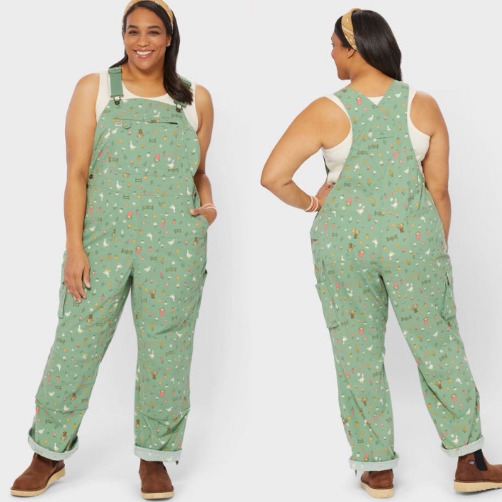 NWT Duluth M x35L Heirloom Gardening Bib Overalls Glacial Green Garden Goose - Picture 9 of 9